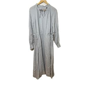 Marc O'Polo Dress 100% Linen Gray Blue Dress Lagenlook Boho Hippie Sz M/L -EU 36